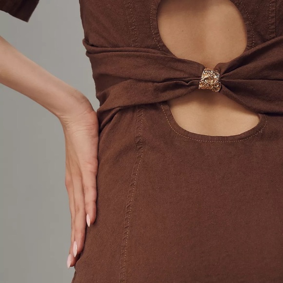 NWT Maeve Puff-Sleeve Back-Cutout Mini Dress- Size Medium - Picture 4 of 8